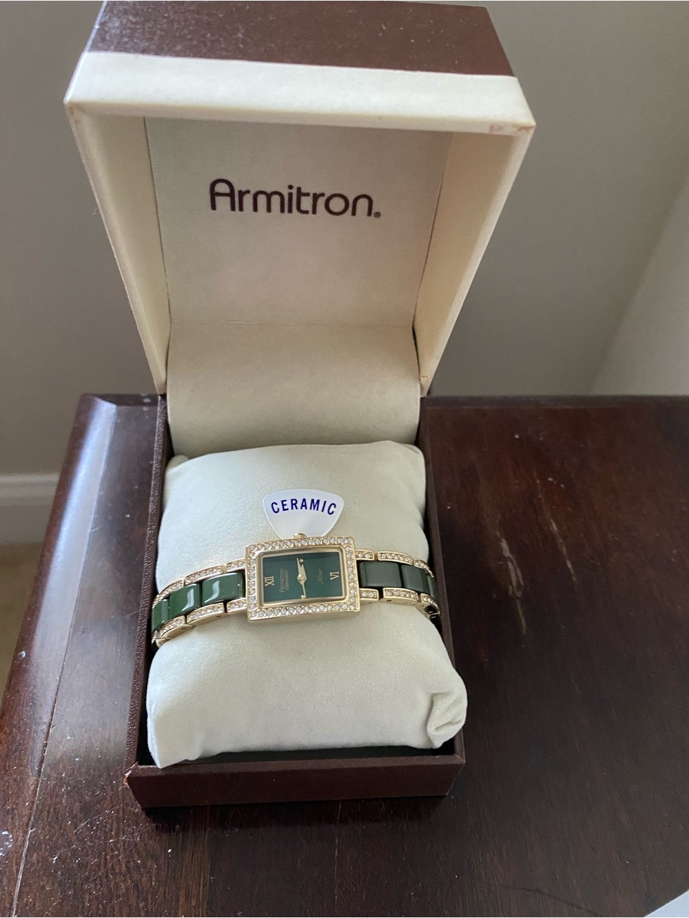 Armitron Women's Green Ceramic Gold-Tone Bracelet Watch
